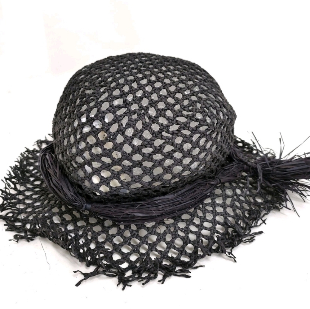 Dior Runway Hat Black 100% Paper Rare NWT Elegant Women's Hat Needs Steaming S/M - Picture 6 of 16